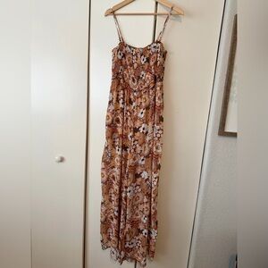 Floral Jumpsuit in Brown and Cream
